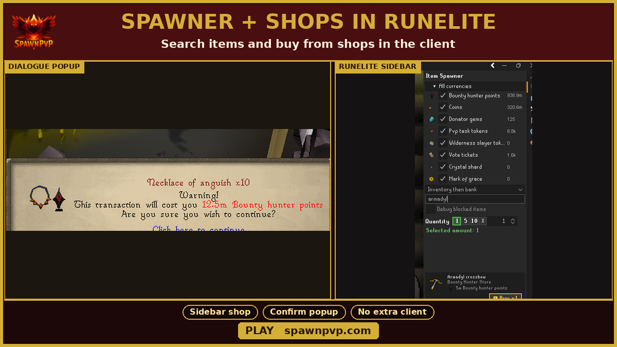RuneLite item spawner and shops